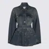 Alaïa Womens Bleu Vintage Peplum-hem Belted Denim Jacket In Blue