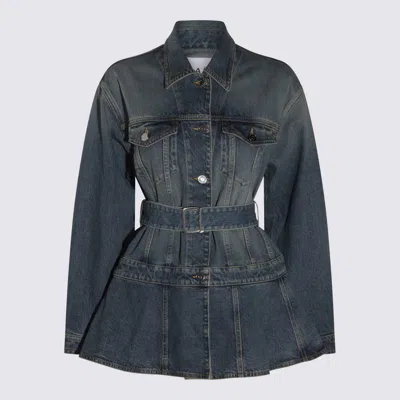 Alaïa Denim Jacket With Removable Waist Belt In Blue