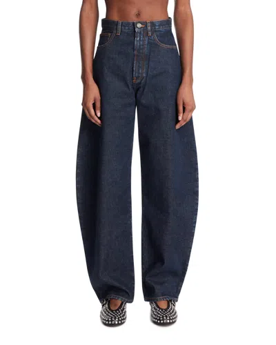 Alaïa Dark Blue Rounded Denim Pants