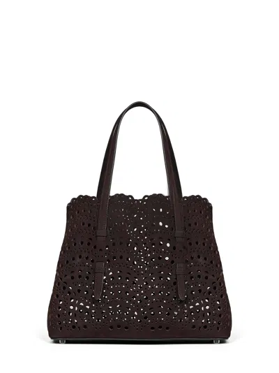Alaïa Dark Brown Mina 25 Medium Tote Bag