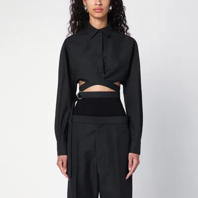 Alaïa Dark Grey Cotton Crossover Shirt