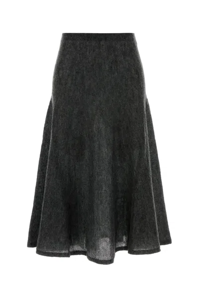 Alaïa Alaia Dark Grey Mohair Blend Skirt In Gray