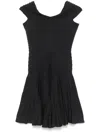 Alaïa V-neck Midweight Knit Wool Mini Dress Clothing In Dark Grey