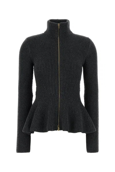 Alaïa Dark Grey Wool Blend Cardigan