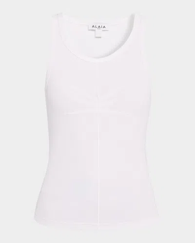 Alaïa Darts Stretch Cotton Tank Top In White