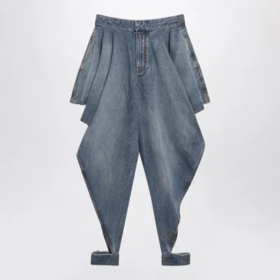 Alaïa Dé Lavé Panel Jeans In Raw Denim Blue