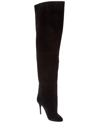 Alaïa Decollete Suede Knee-high Boot In Black