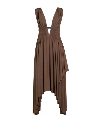 Alaïa Deesse V-neck Dress In Brown
