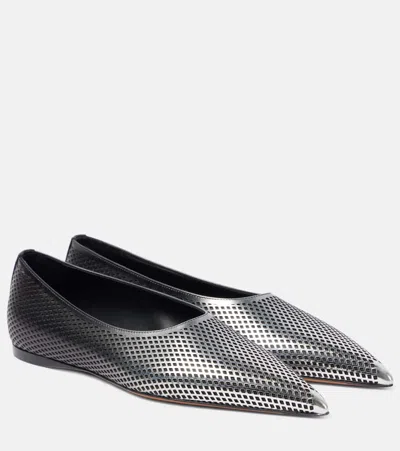 Alaïa Dégradé Fishnet Leather Ballet Flats In Black