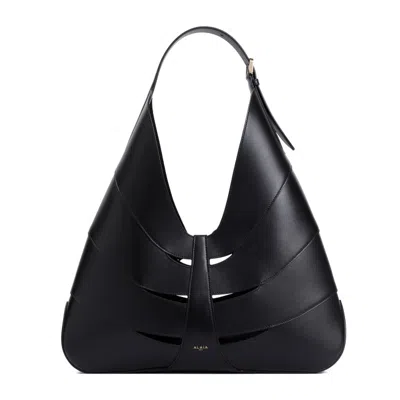Alaïa Delta Black Leather Hobo Bag