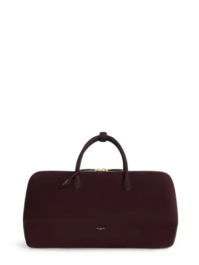 Alaïa Delta Large Nubuck Calfskin Handbag With Double-zip Closure In Bordeaux
