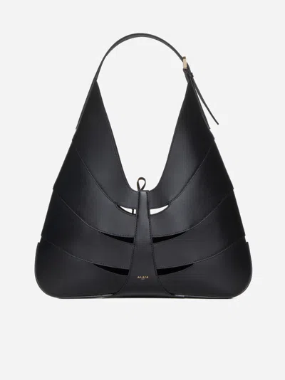 Alaïa Delta Leather Hobo Bag In Black