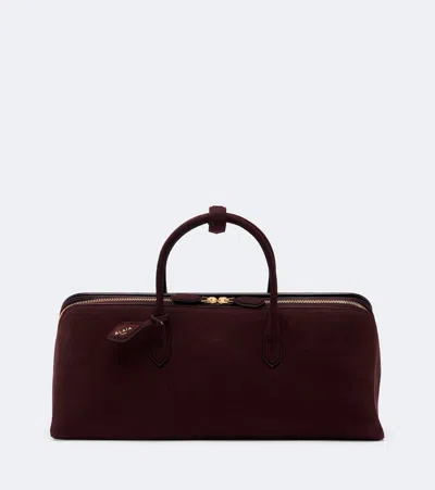 Alaïa Alaia Delta Medium Suede Top Handle Bag In Burgunderrot