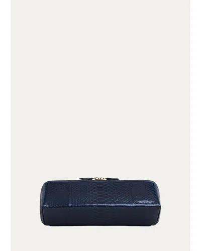 Alaïa Delta Snakeskin Leather Clutch Bag In Petrole Fonce