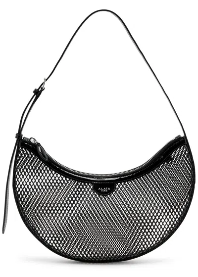 Alaïa Demi Lune Mesh Shoulder Bag In Black