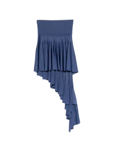 Alaïa Denim Asymmetric Skirt In Blue