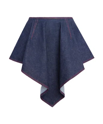 Alaïa Denim Asymmetrical Skirt In Blue