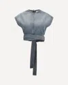 Alaïa Alaia Faded Blue Cotton Belted Top In Blue