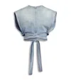 Alaïa Alaia Faded Blue Cotton Belted Top In Blue