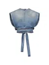 Alaïa Alaia Faded Blue Cotton Belted Top In Blue