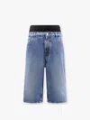 Alaïa Denim Bermuda Shorts With Ribbed Band