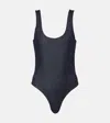 Alaïa Denim Bodysuit In Blue