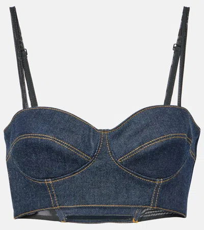 Alaïa Denim Bra Top In Blue