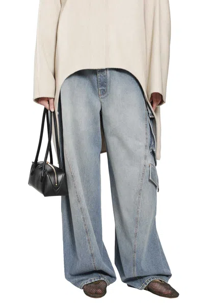 Alaïa Denim Cargo Pants In Blue
