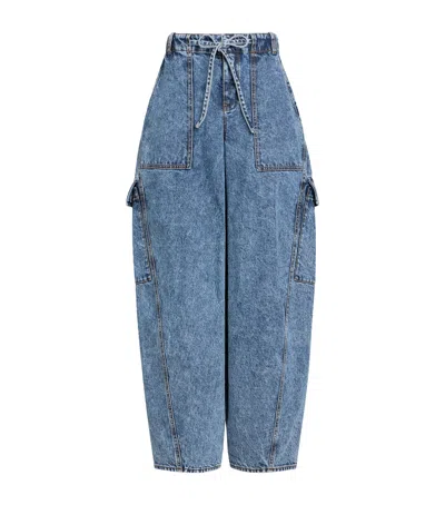 Alaïa Denim Cargo Trousers In Blue