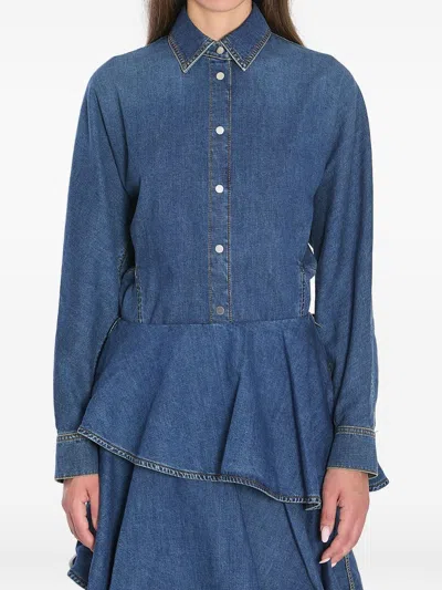 Alaïa Denim Cotton Shirt In Blue