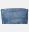 Alaïa Denim Crop Top In Blue
