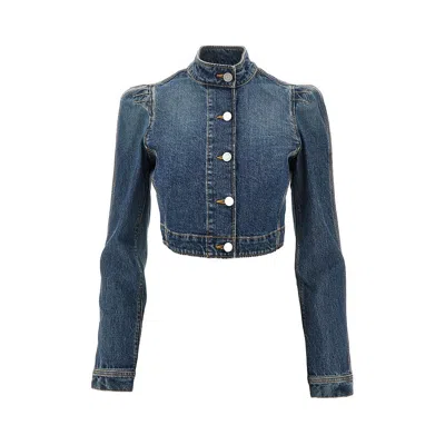 Alaïa Alaia Blue Washed Denim High-neck Jacket Women
