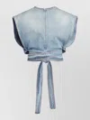 Alaïa Alaia Faded Blue Cotton Belted Top In Blue
