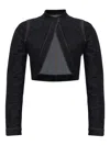 Alaïa Denim Knit Cropped Cut-out Jacket In Black
