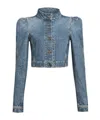 Alaïa Denim High Neck Jacket In Blue