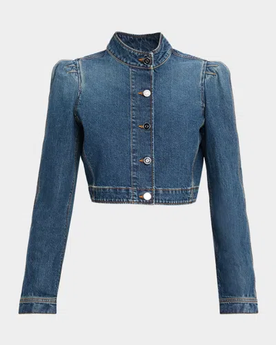 ALAÏA DENIM HIGH-NECK JACKET