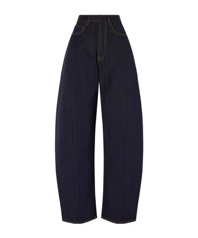 Alaïa Denim High-rise Barrel-leg Jeans In Blue