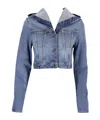 Alaïa Hooded Denim Jacket With Cinched Waist In Blue