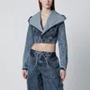 Alaïa Denim Jacket With Hood Jackets And Coats Light Blue In Blue
