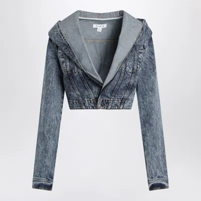 Alaïa Alaia Denim Hooded Jacket Women In Blue