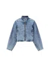 Alaïa Paneled Denim Jacket In Bleu Neige