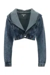 Alaïa Denim Jacket With Hood Jackets And Coats Light Blue In Blue