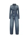 Alaïa Blue Denim Overalls In Denim