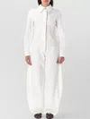 Alaïa Denim Jumpsuit Round Cut Long Sleeves In White