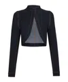 Alaïa Denim Knit Cropped Cut-out Jacket In Black