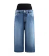Alaïa Denim Knitted-band Bermuda Shorts In Blue