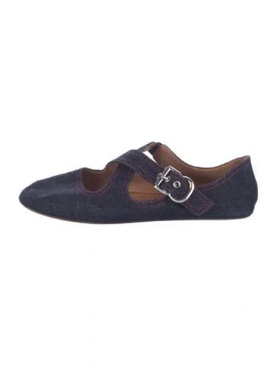 Pre-owned Alaïa Denim Mary Jane Flats In Blue