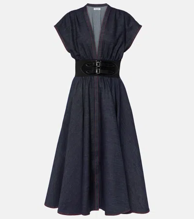 Alaïa Denim Midi Dress In Blue