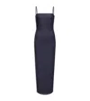 Alaïa Blue Spaghetti Strap Denim Midi Dress In Blue