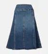 Alaïa Denim Midi Skirt In Blue